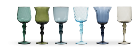 Weingläser 6er Set Blau Grün Bitossi  20 cm